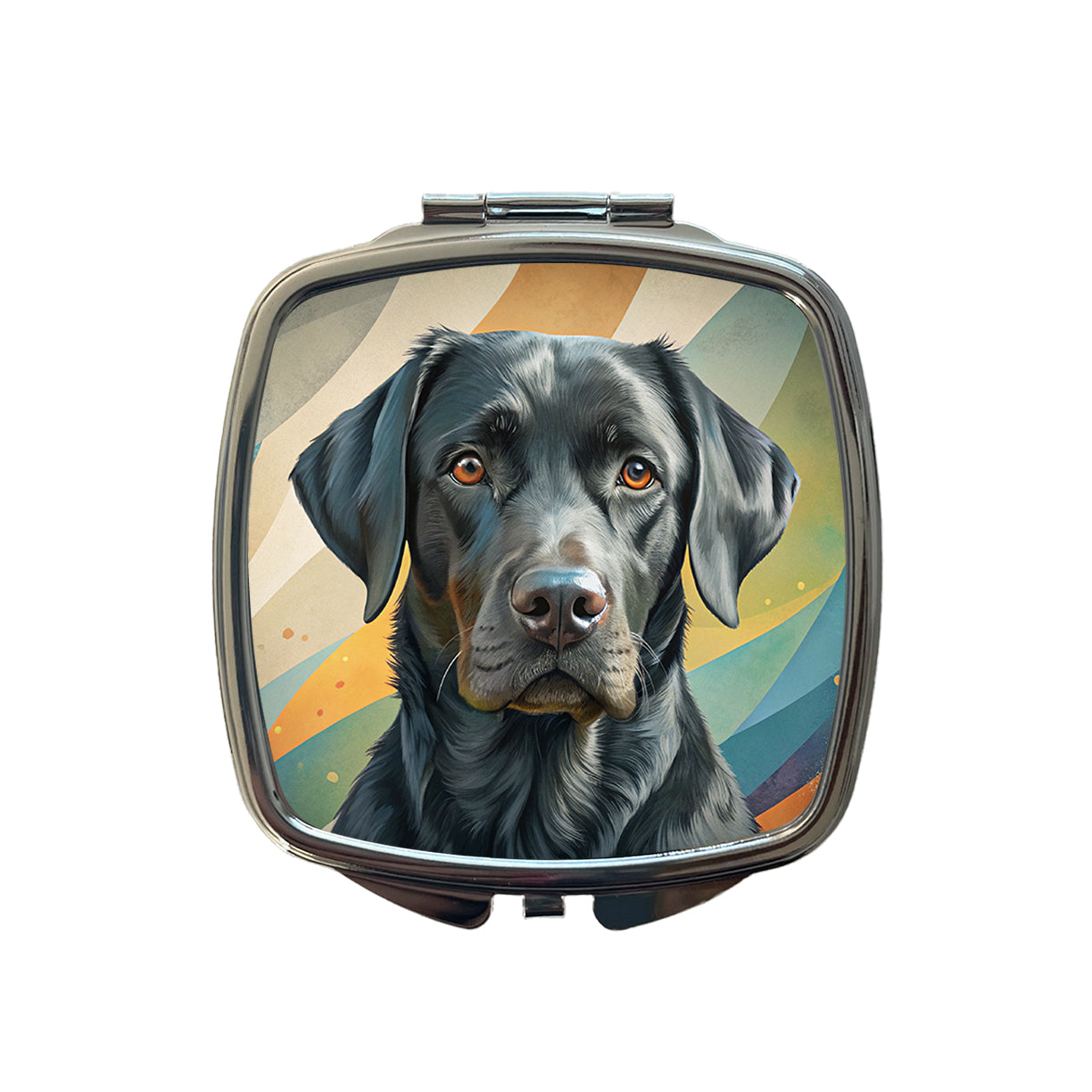 Black Labrador Retriever Dog Contemporary Art Small Travel Purse Handbag Pocket Makeup Compact Mirror