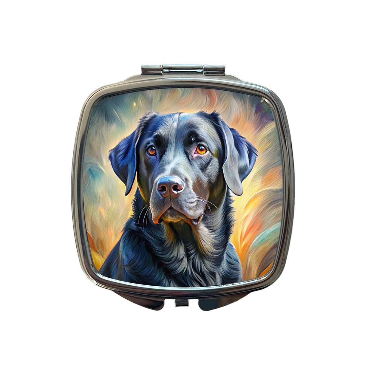Black Labrador Retriever Dog Expressionism Art Small Travel Purse Handbag Pocket Makeup Compact Mirror