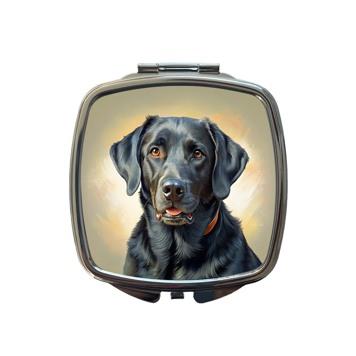 Black Labrador Retriever Dog Illustration Small Travel Purse Handbag Pocket Makeup Compact Mirror
