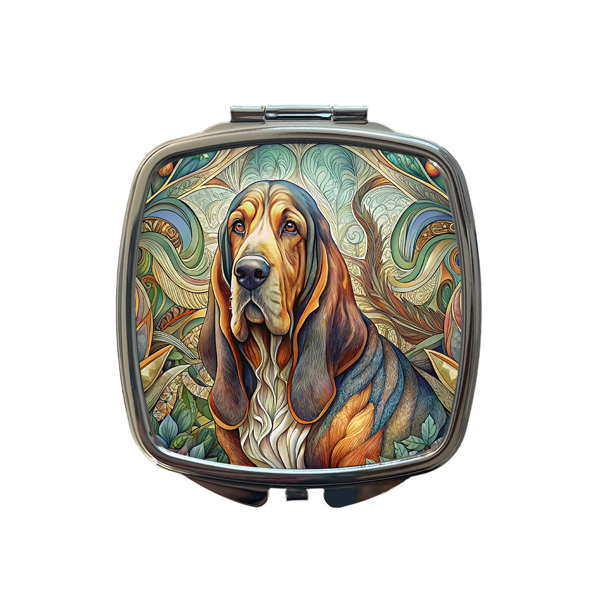 Bloodhound Dog Art Nouveau Small Travel Purse Handbag Pocket Makeup Compact Mirror