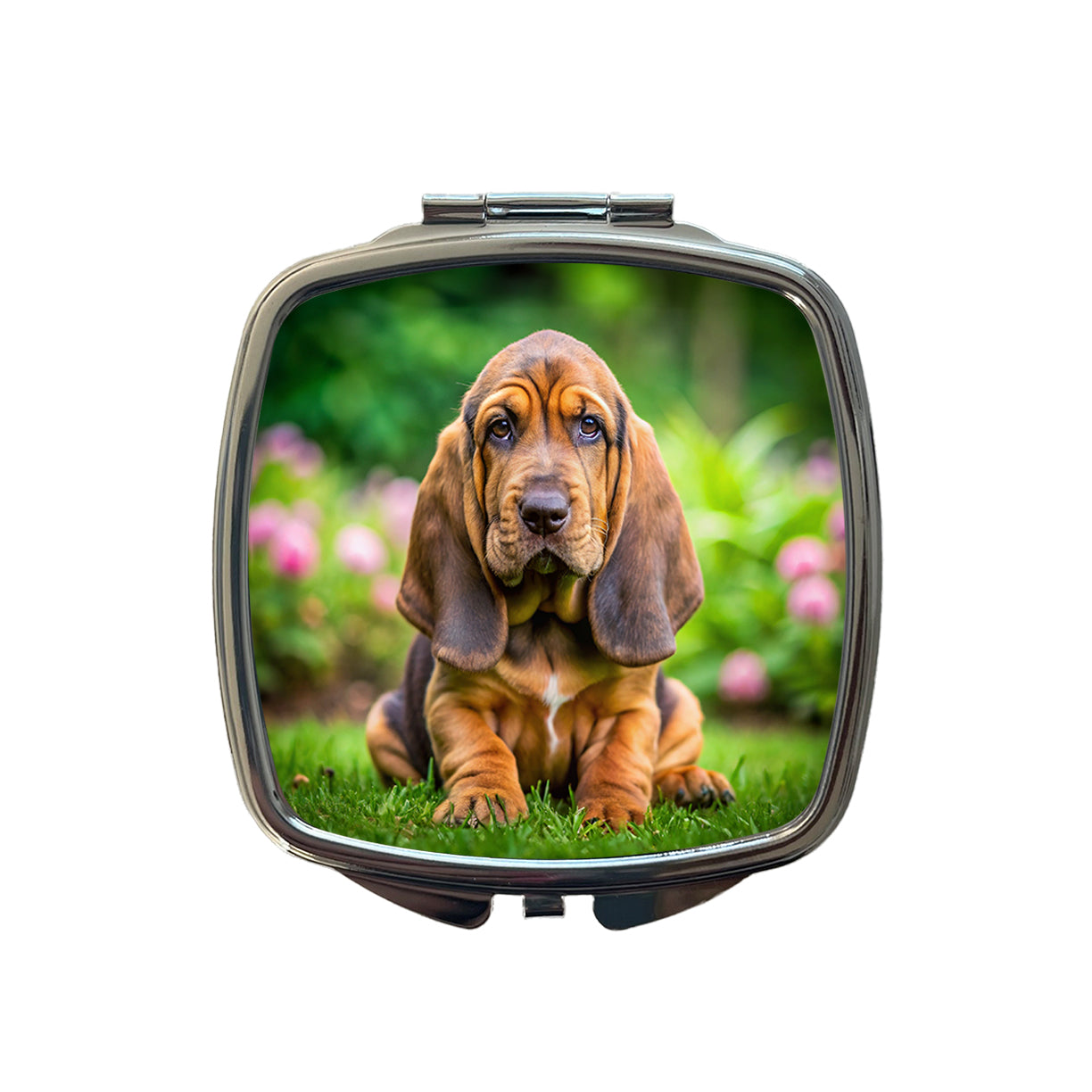 Bloodhound Dog Puppy Photo Small Travel Purse Handbag Pocket Makeup Compact Mirror