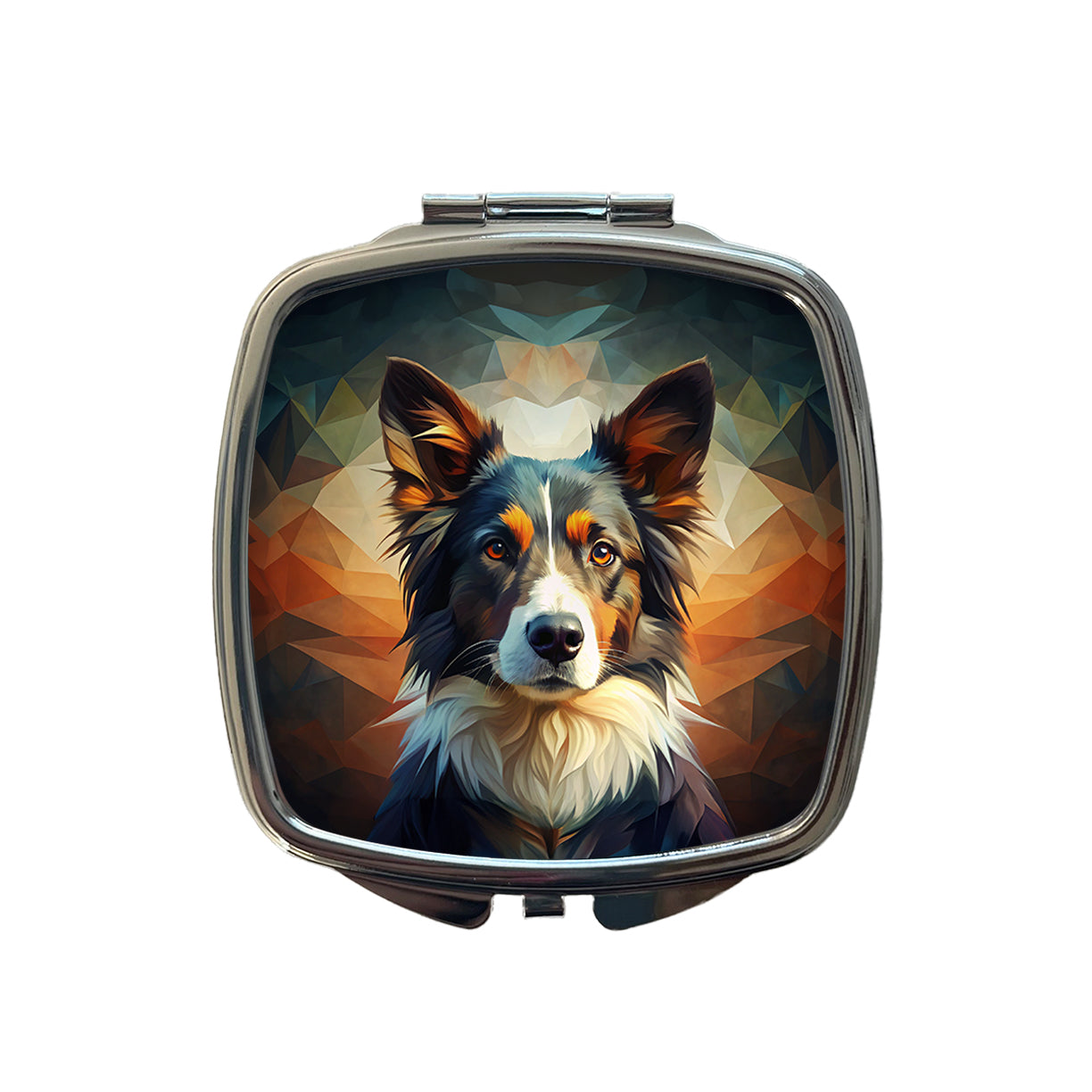 Border Collie Dog Abstract Stylized Art Small Travel Purse Handbag Pocket Makeup Compact Mirror