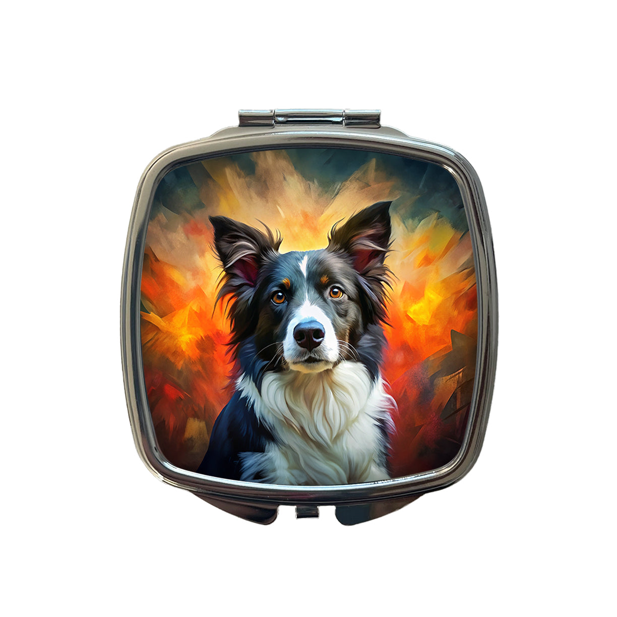 Border Collie Dog Expressionism Art Small Travel Purse Handbag Pocket Makeup Compact Mirror