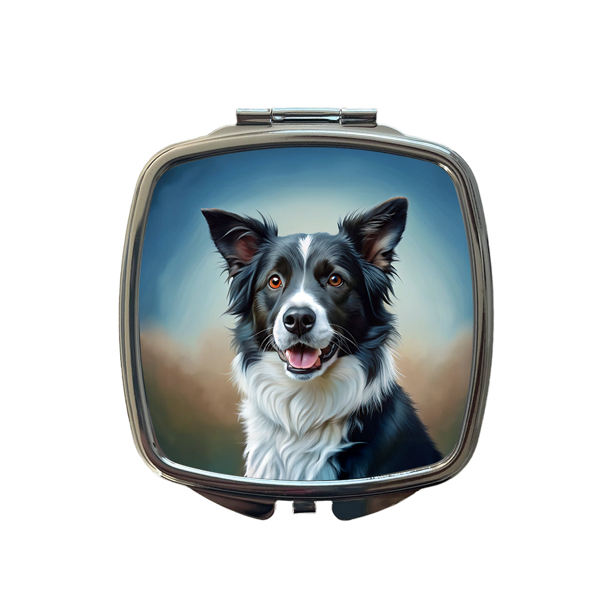 Border Collie Dog Illustration Small Travel Purse Handbag Pocket Makeup Compact Mirror