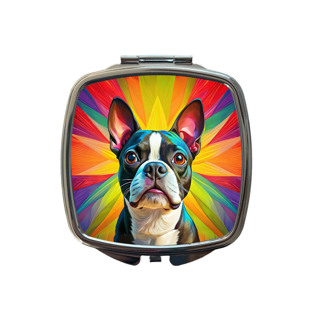 Boston Terrier Dog Pop Art Small Travel Purse Handbag Pocket Makeup Compact Mirror