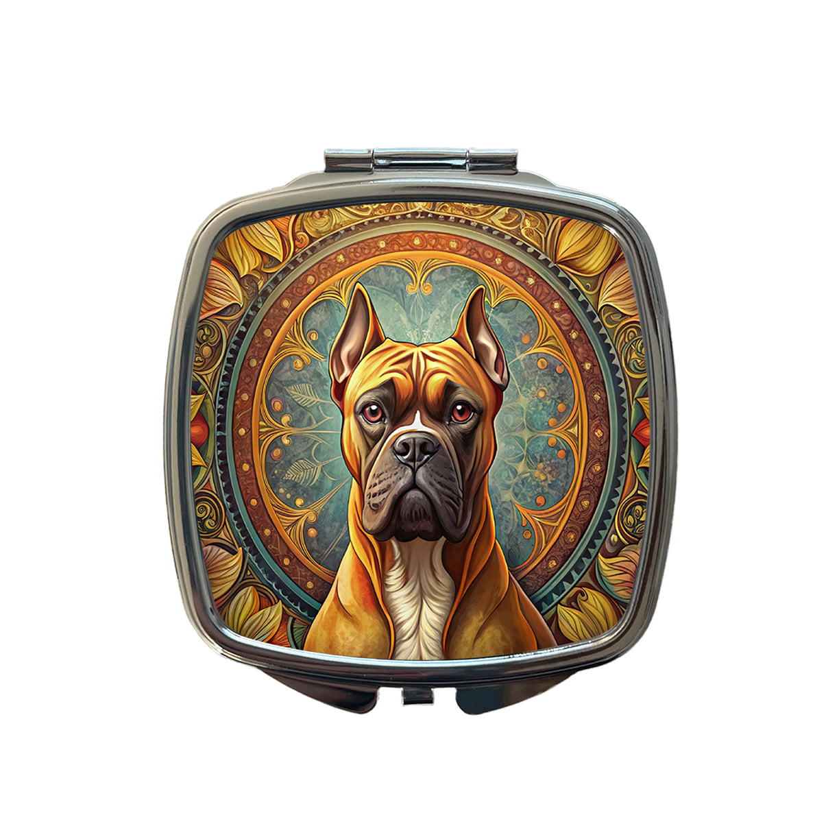 Boxer Dog Art Nouveau Small Travel Purse Handbag Pocket Makeup Compact Mirror