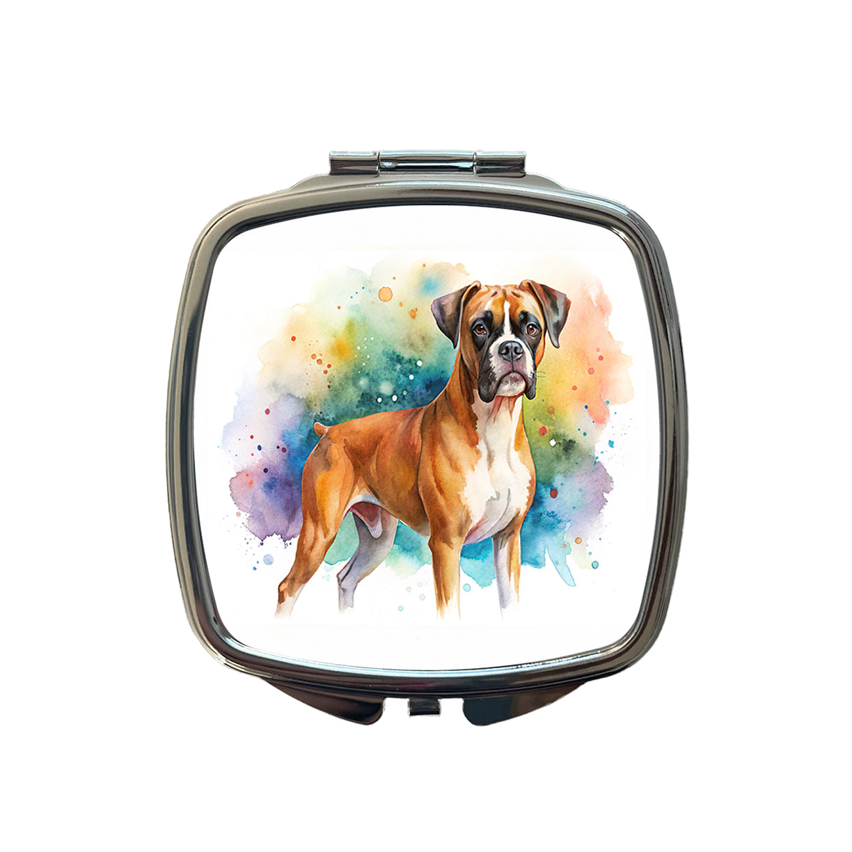 Boxer Dog Watercolor Style Small Travel Purse Handbag Pocket Makeup Compact Mirror