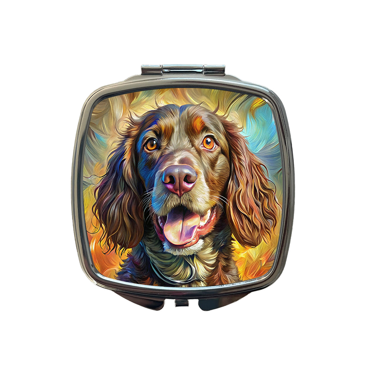 Boykin Spaniel Dog Expressionism Art Small Travel Purse Handbag Pocket Makeup Compact Mirror