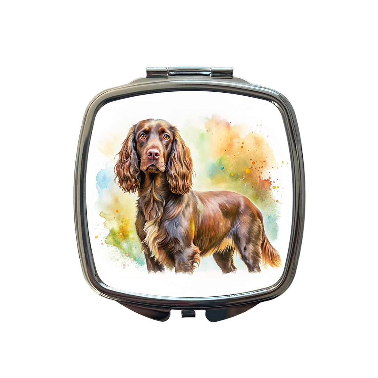 Boykin Spaniel Dog Watercolor Style Small Travel Purse Handbag Pocket Makeup Compact Mirror