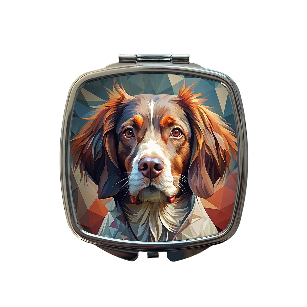 Brittany Spaniel Dog Abstract Stylized Art Small Travel Purse Handbag Pocket Makeup Compact Mirror