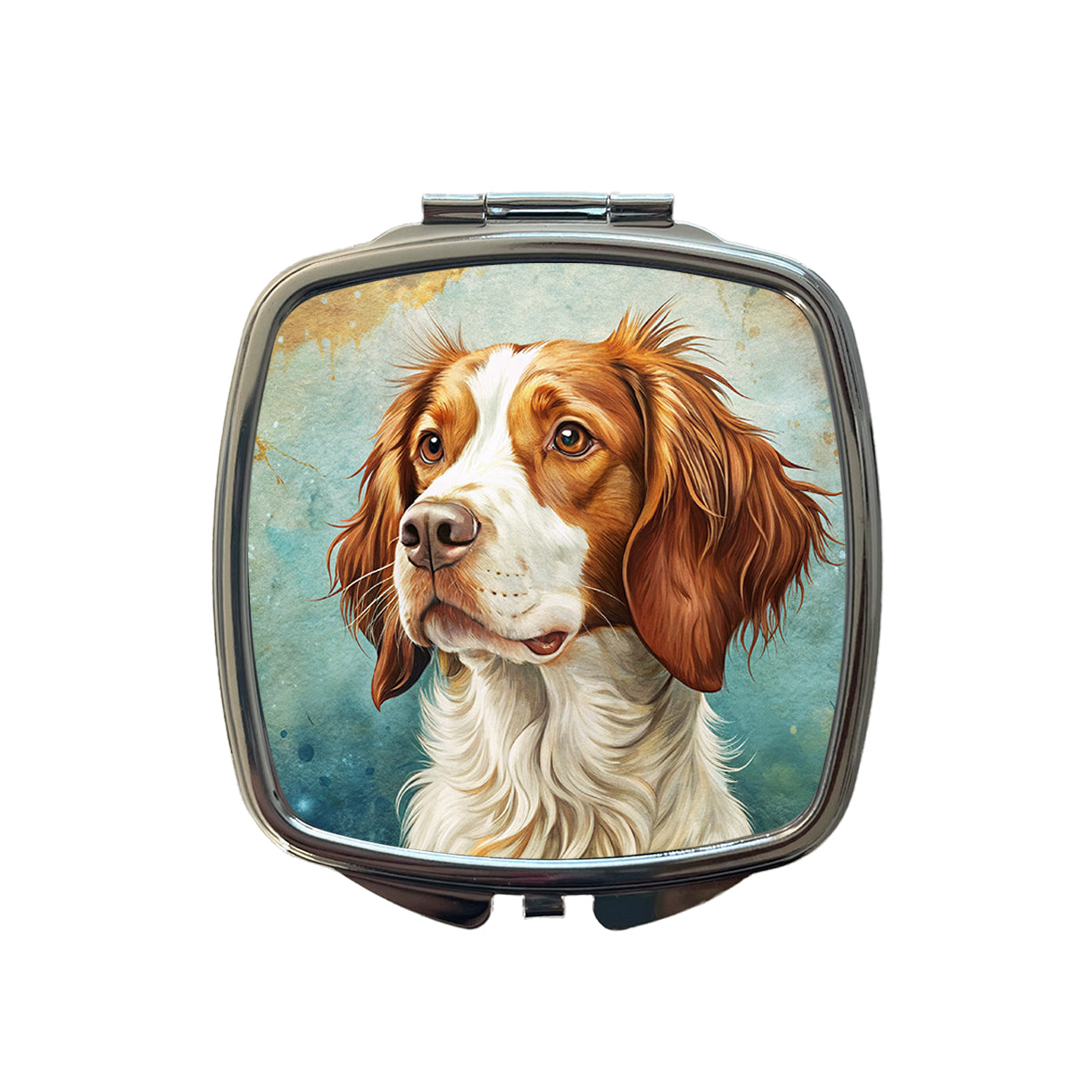 Brittany Spaniel Dog Art Nouveau Small Travel Purse Handbag Pocket Makeup Compact Mirror