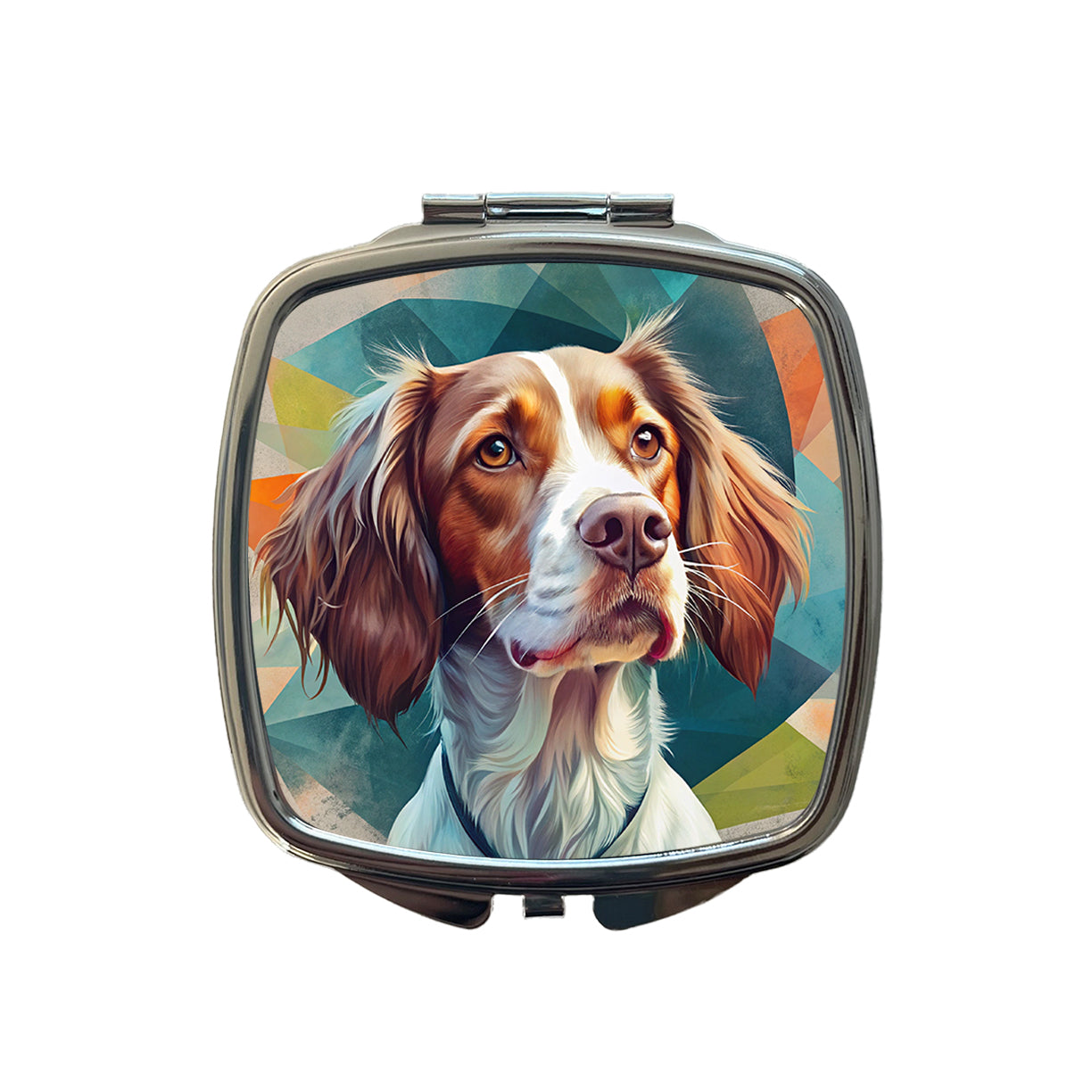 Brittany Spaniel Dog Contemporary Art Small Travel Purse Handbag Pocket Makeup Compact Mirror