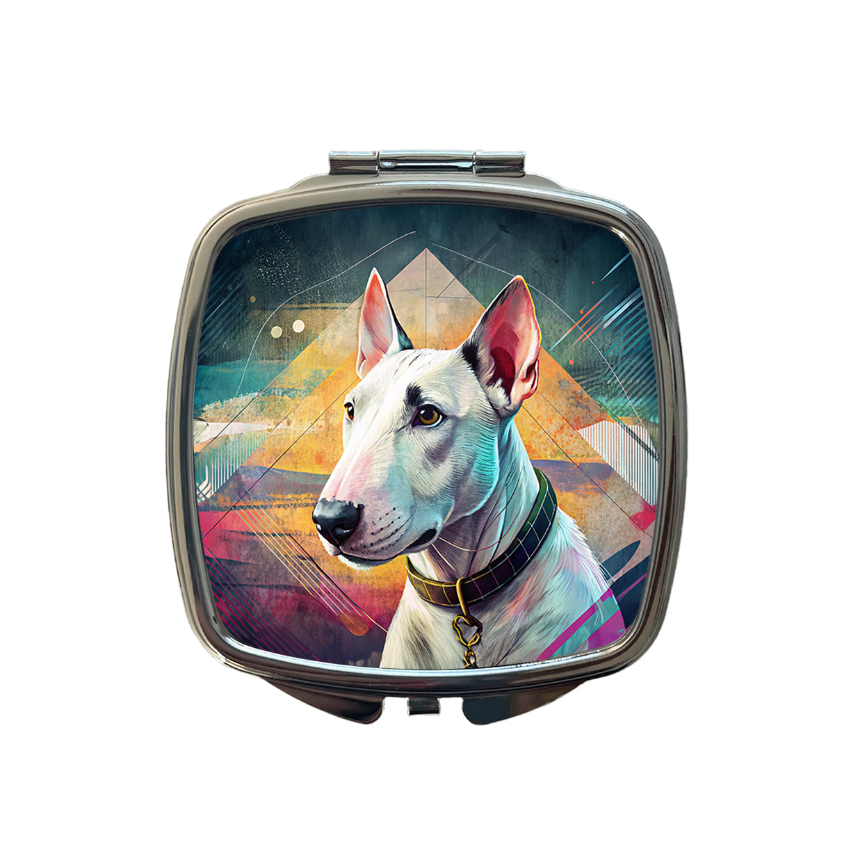 Bull Terrier Dog Contemporary Art Small Travel Purse Handbag Pocket Makeup Compact Mirror