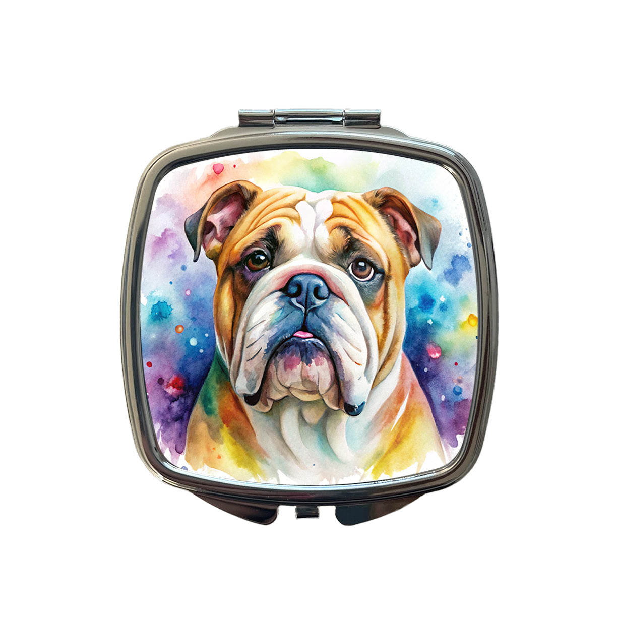 Bulldog Dog Watercolor Style Small Travel Purse Handbag Pocket Makeup Compact Mirror