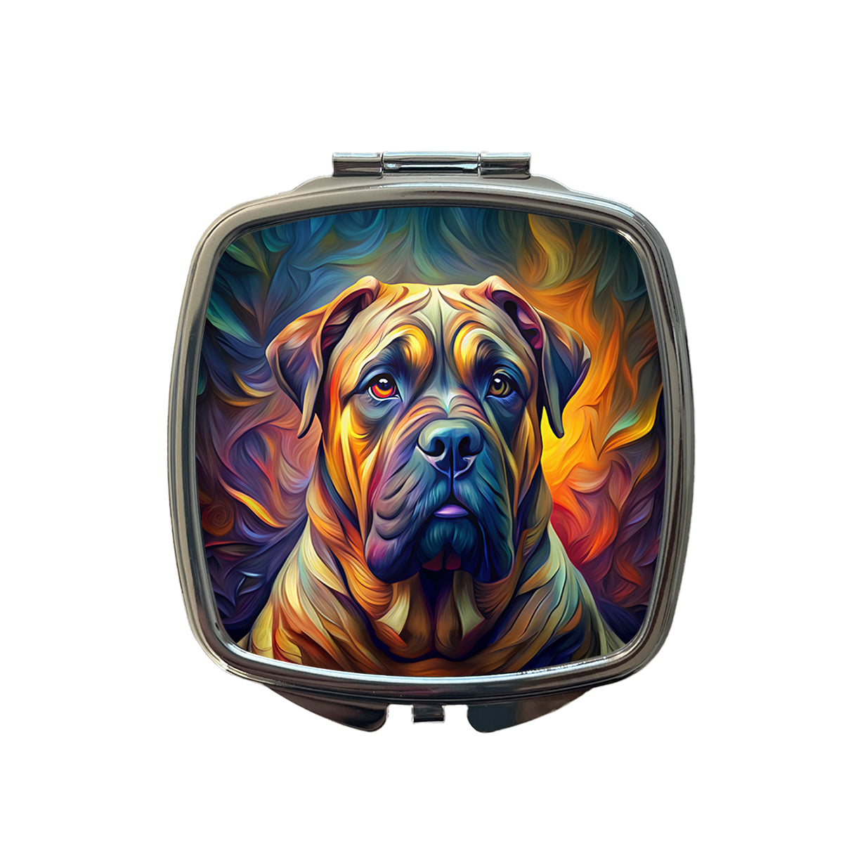 Bullmastiff Dog Abstract Stylized Art Small Travel Purse Handbag Pocket Makeup Compact Mirror