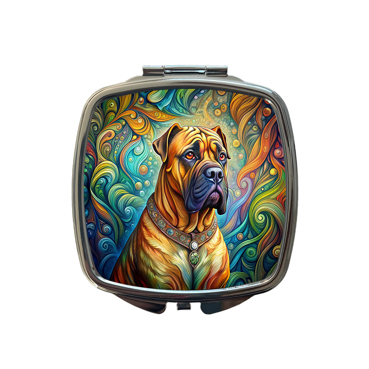 Bullmastiff Dog Bohemian Art Small Travel Purse Handbag Pocket Makeup Compact Mirror