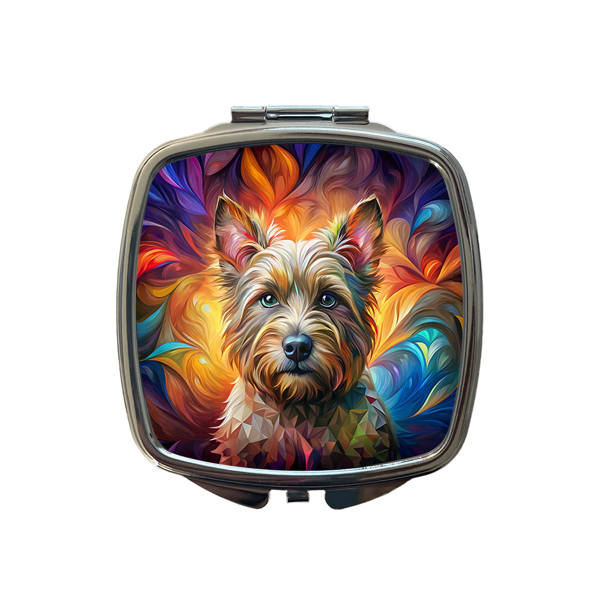 Cairn Terrier Dog Abstract Art Small Travel Purse Handbag Pocket Makeup Compact Mirror
