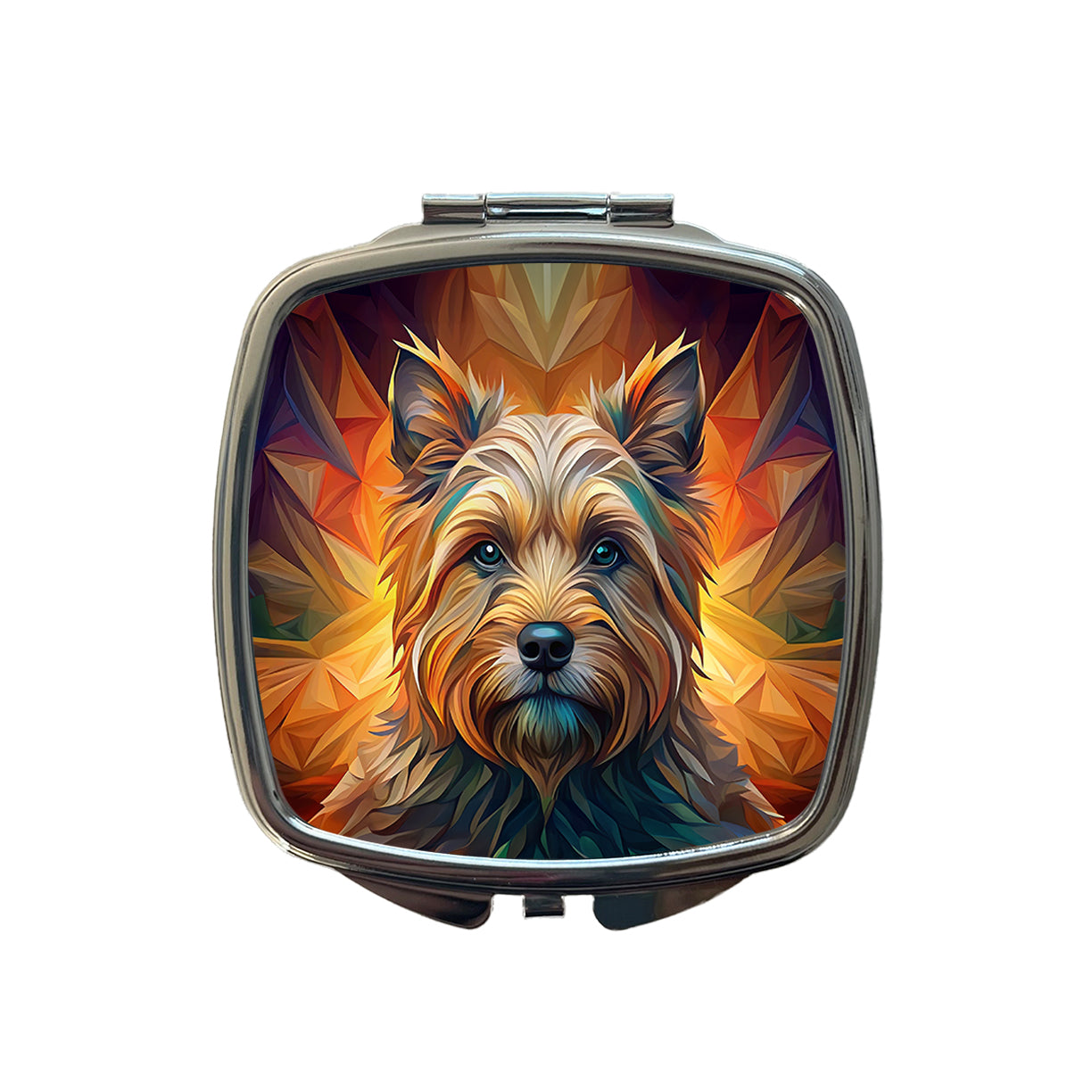 Cairn Terrier Dog Abstract Stylized Art Small Travel Purse Handbag Pocket Makeup Compact Mirror