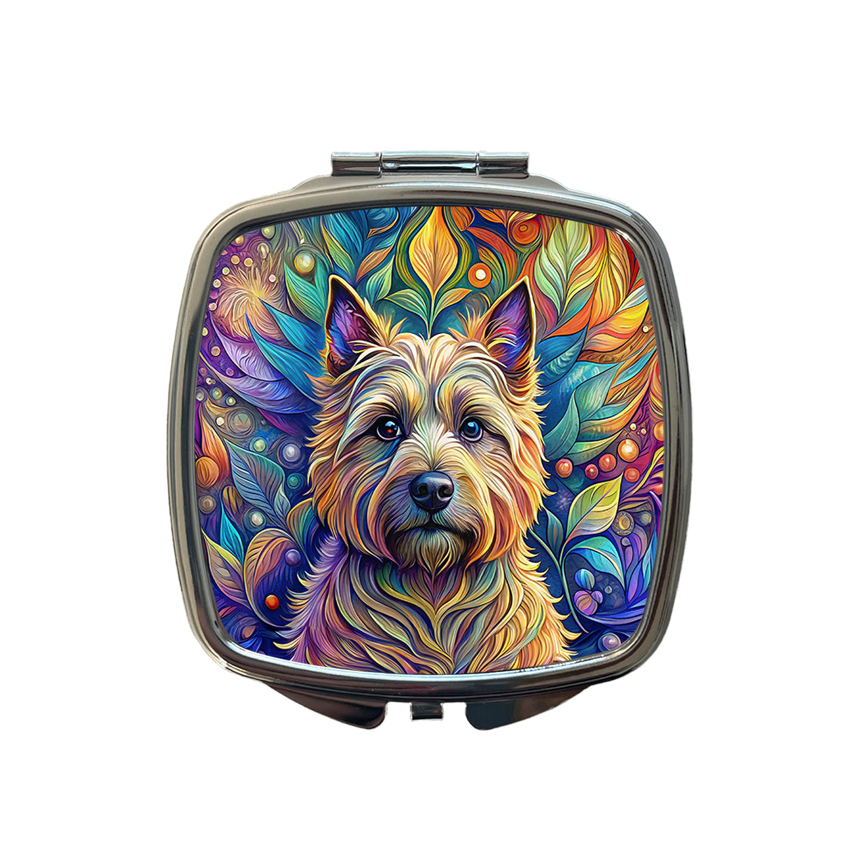 Cairn Terrier Dog Bohemian Art Small Travel Purse Handbag Pocket Makeup Compact Mirror