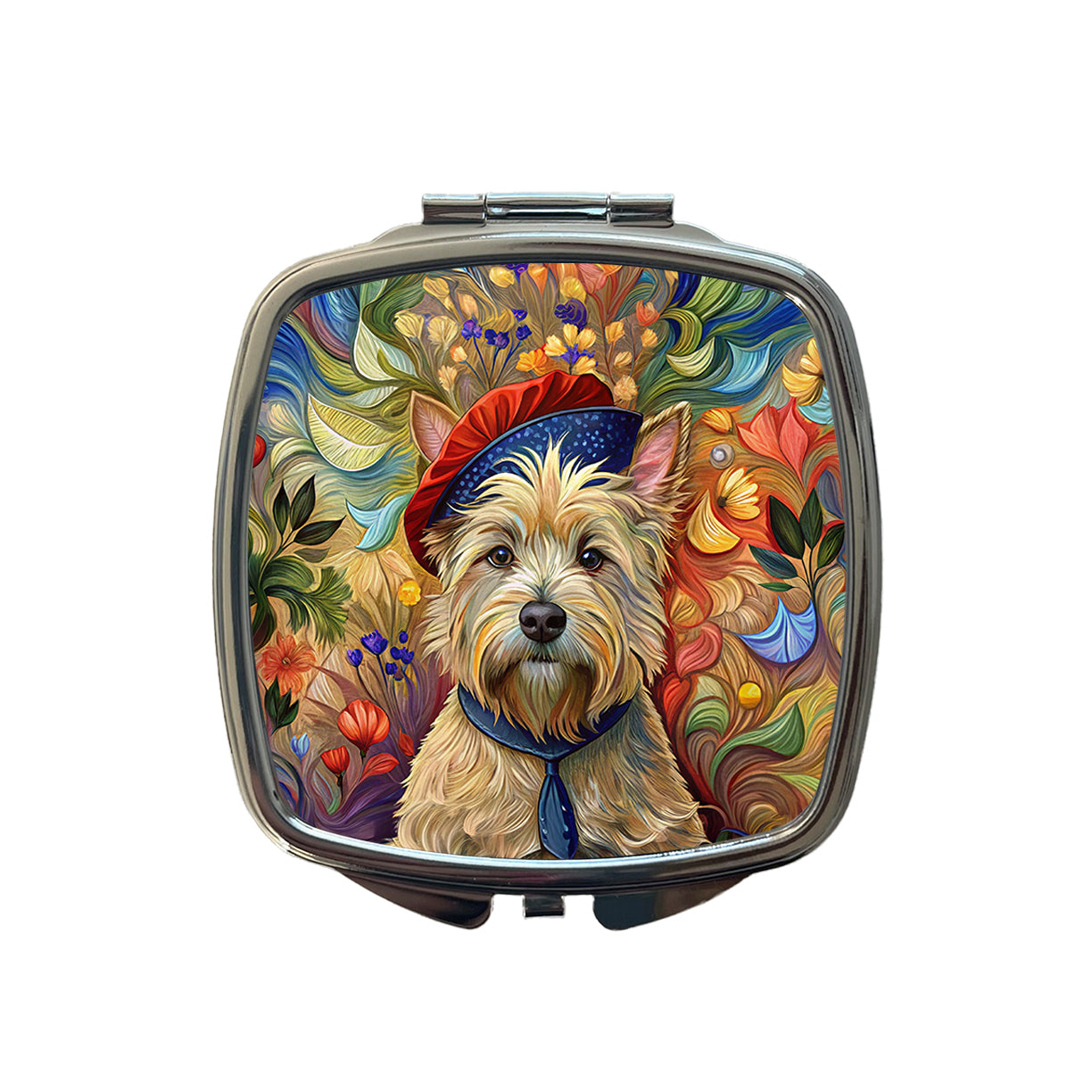 Cairn Terrier Dog French Bohemian Art Small Travel Purse Handbag Pocket Makeup Compact Mirror