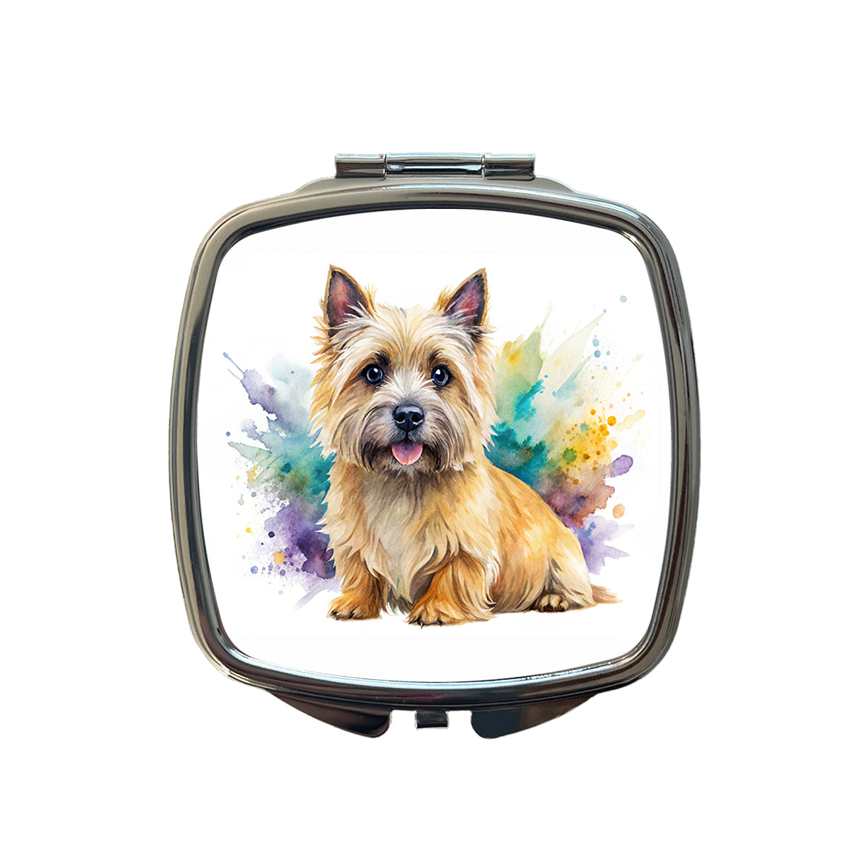 Cairn Terrier Dog Watercolor Style Small Travel Purse Handbag Pocket Makeup Compact Mirror