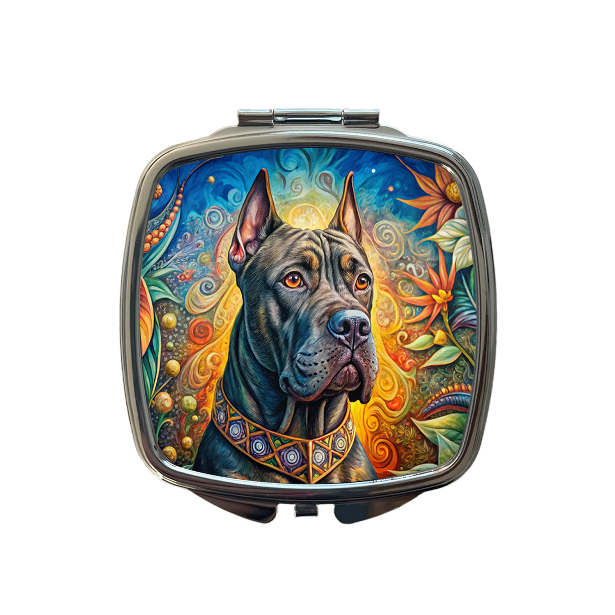 Cane Corso Dog Bohemian Art Small Travel Purse Handbag Pocket Makeup Compact Mirror