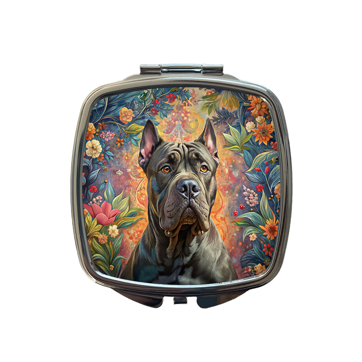 Cane Corso Dog French Bohemian Art Small Travel Purse Handbag Pocket Makeup Compact Mirror