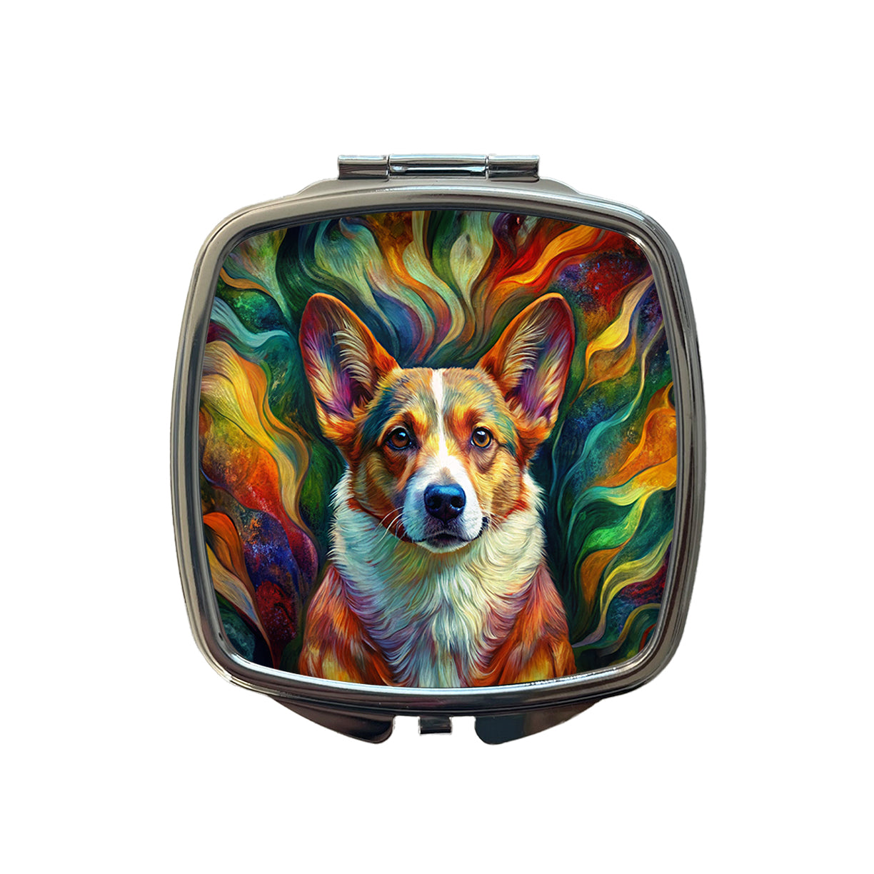 Cardigan Welsh Corgi Dog Abstract Art Small Travel Purse Handbag Pocket Makeup Compact Mirror