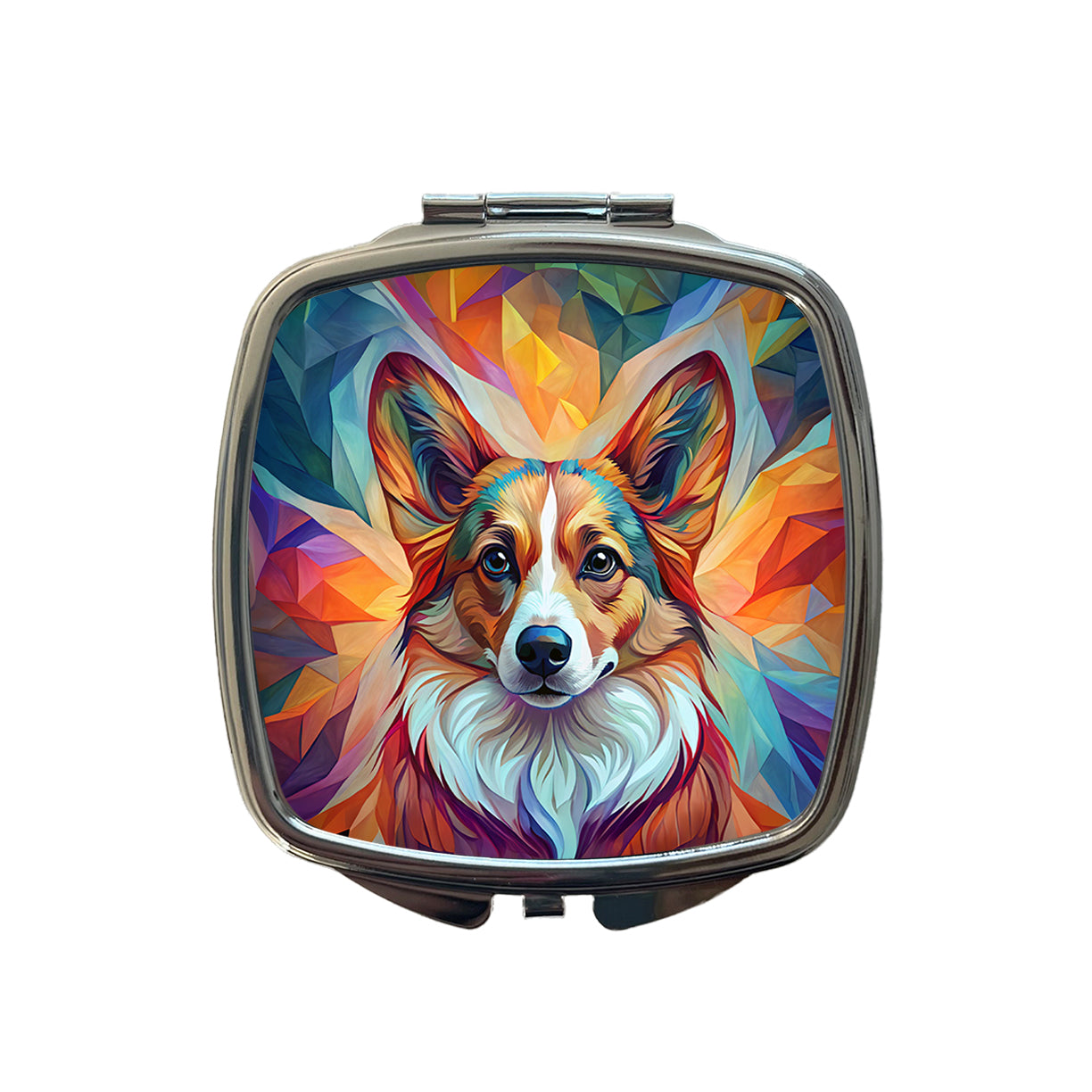Cardigan Welsh Corgi Dog Abstract Stylized Art Small Travel Purse Handbag Pocket Makeup Compact Mirror