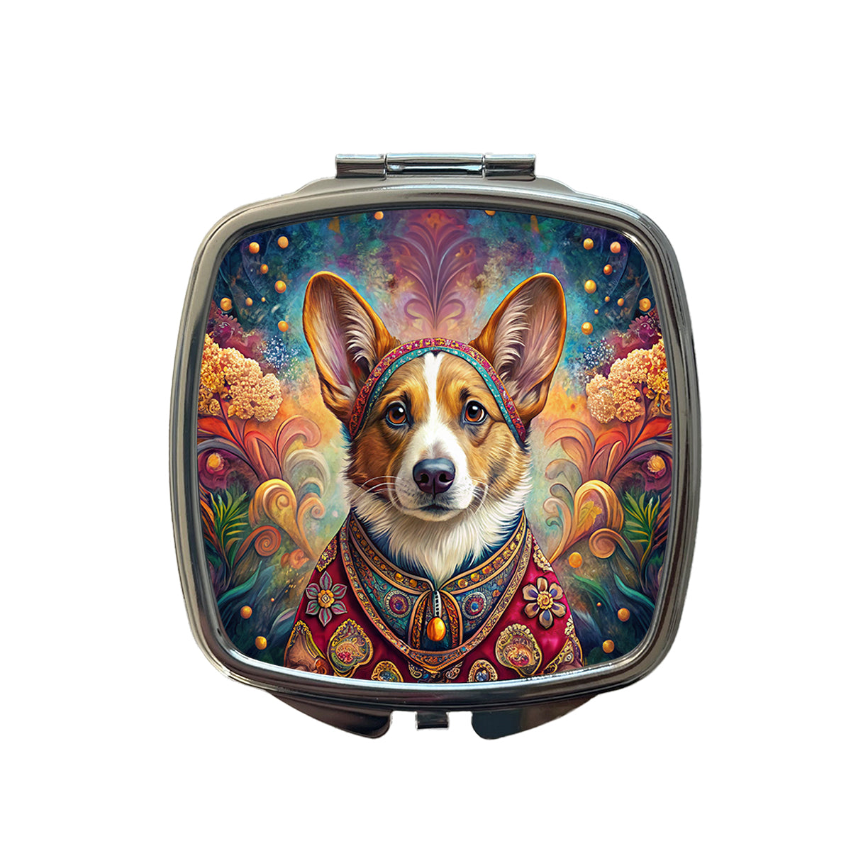 Cardigan Welsh Corgi Dog Bohemian Art Small Travel Purse Handbag Pocket Makeup Compact Mirror