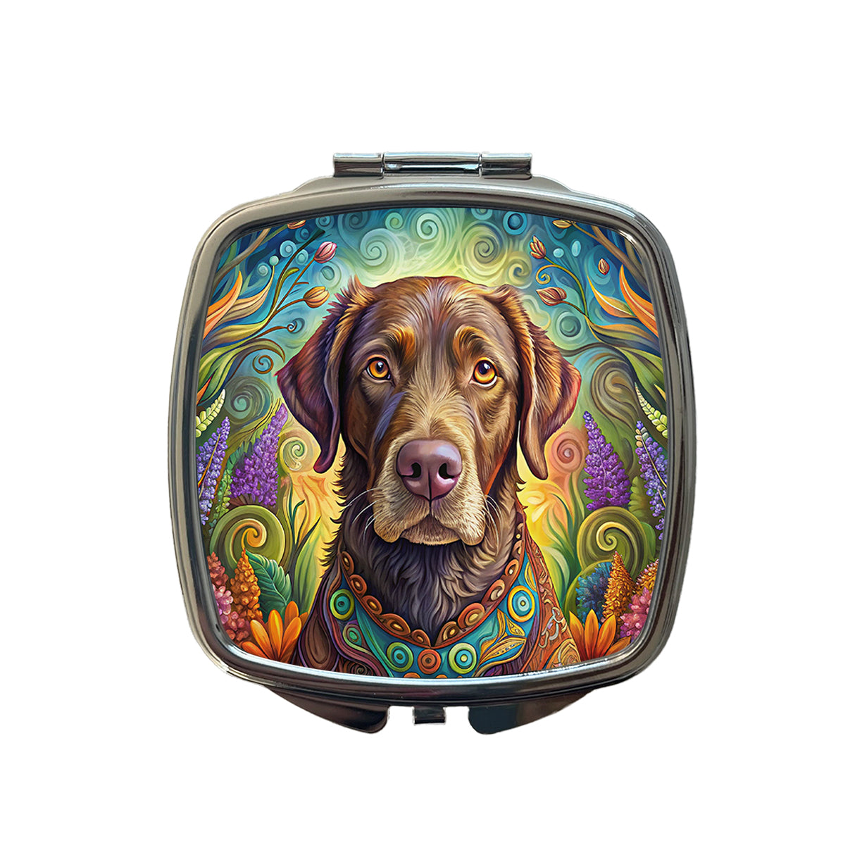 Chesapeake Bay Retriever Dog Bohemian Art Small Travel Purse Handbag Pocket Makeup Compact Mirror