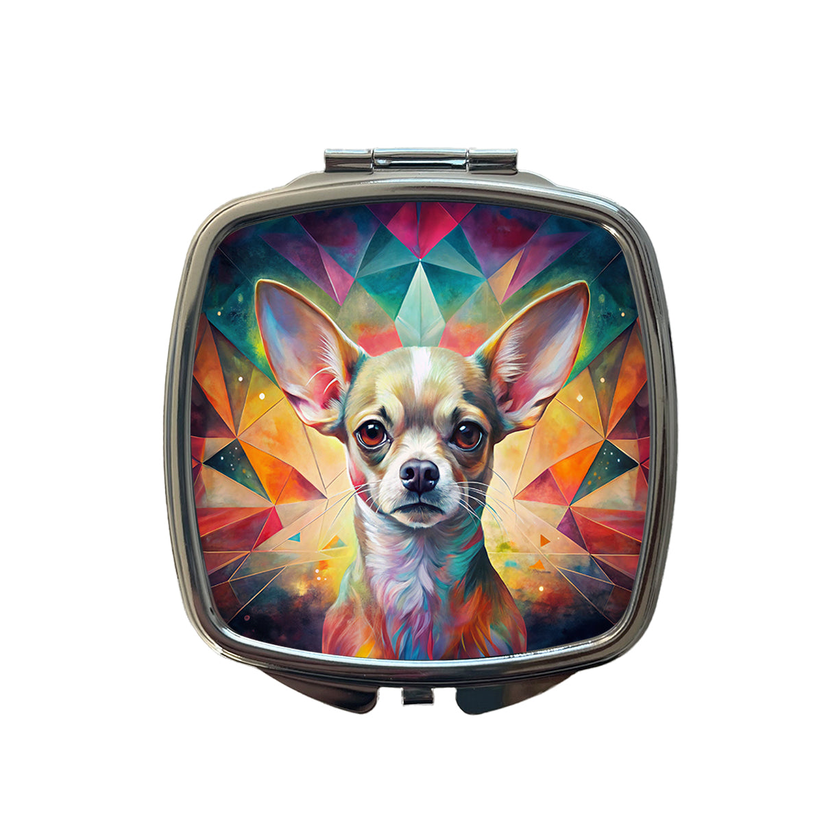Chihuahua Dog Abstract Art Small Travel Purse Handbag Pocket Makeup Compact Mirror