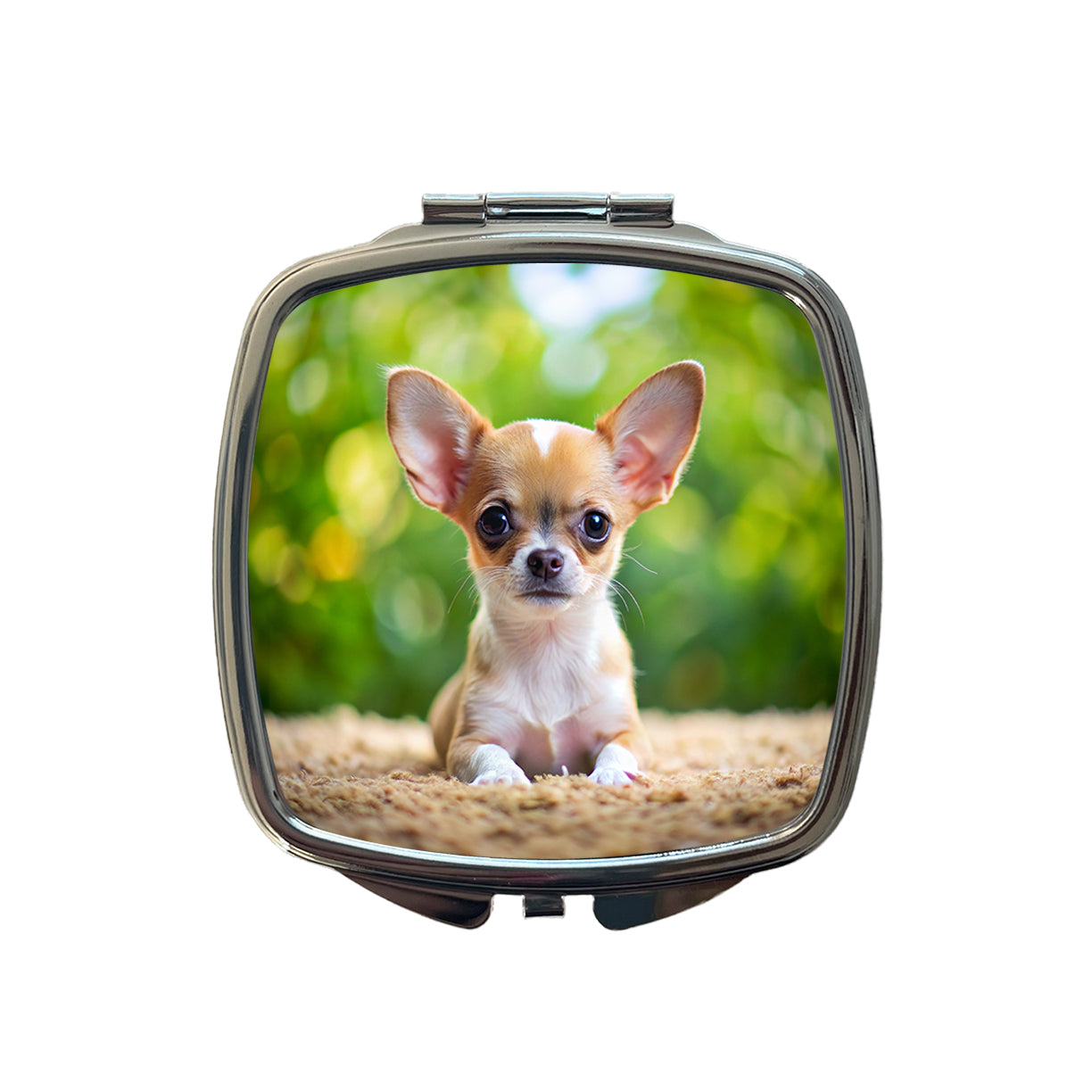 Chihuahua Dog Puppy Photo Small Travel Purse Handbag Pocket Makeup Compact Mirror