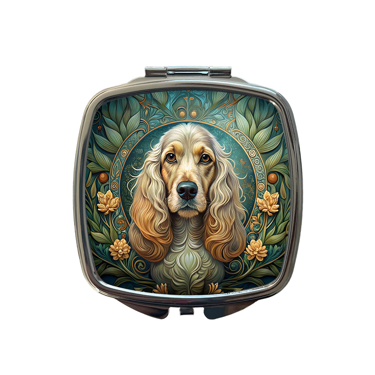 Cocker Spaniel Dog Art Nouveau Small Travel Purse Handbag Pocket Makeup Compact Mirror