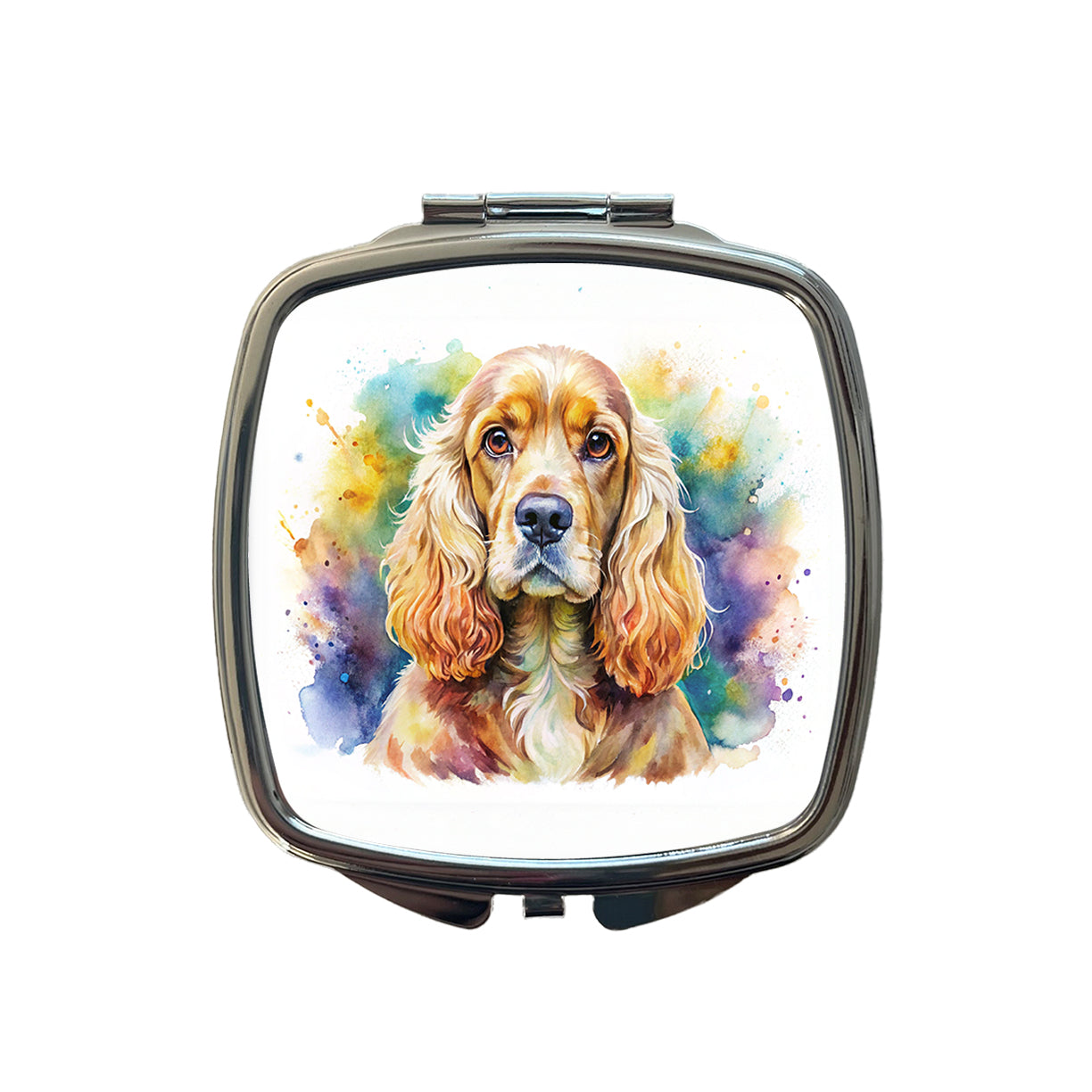 Cocker Spaniel Dog Watercolor Style Small Travel Purse Handbag Pocket Makeup Compact Mirror