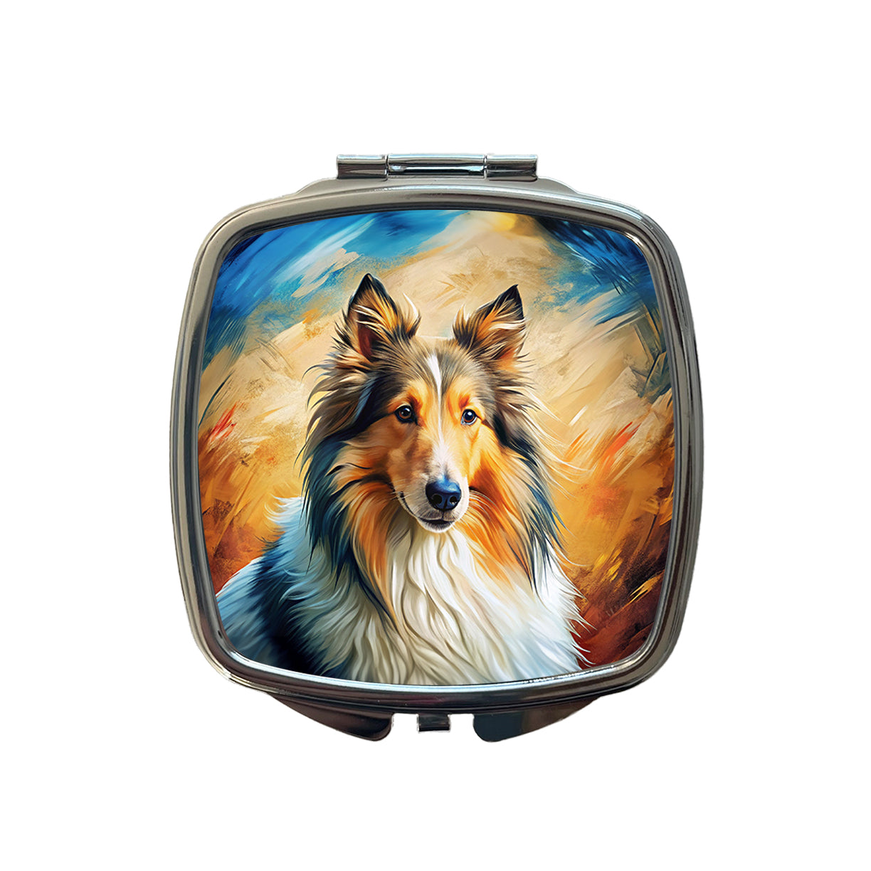 Collie Dog Expressionism Art Small Travel Purse Handbag Pocket Makeup Compact Mirror