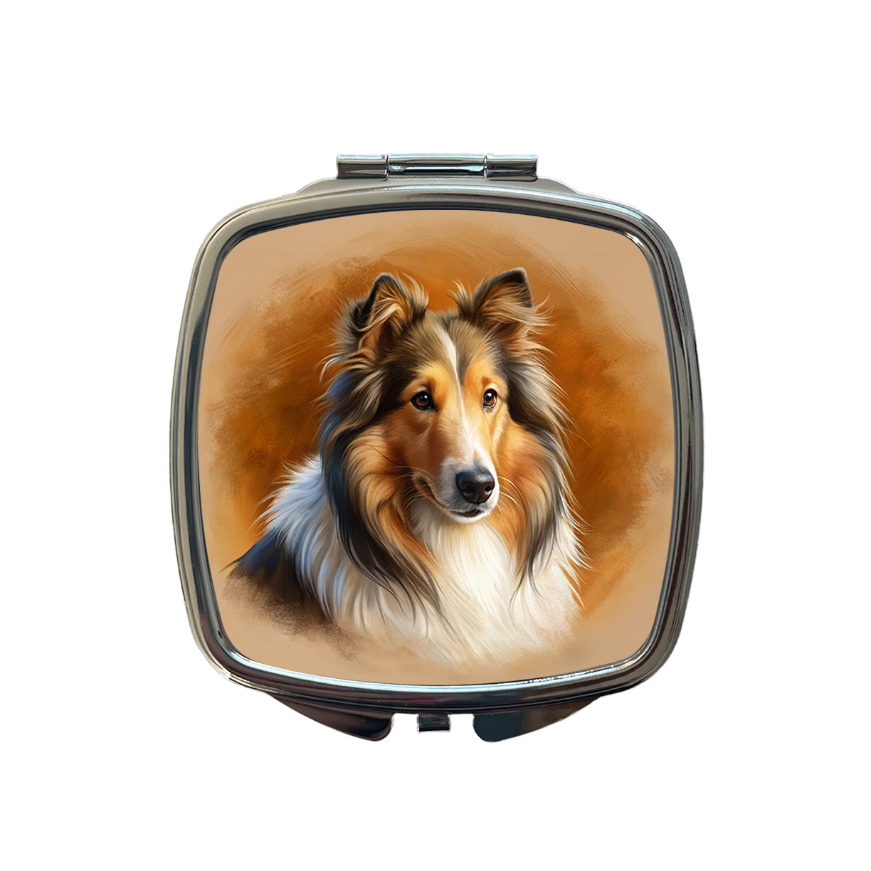 Collie Dog Illustration Small Travel Purse Handbag Pocket Makeup Compact Mirror