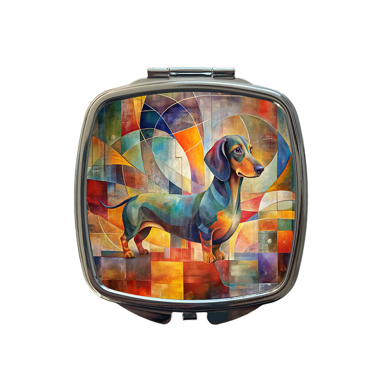 Dachshund Dog Abstract Art Small Travel Purse Handbag Pocket Makeup Compact Mirror