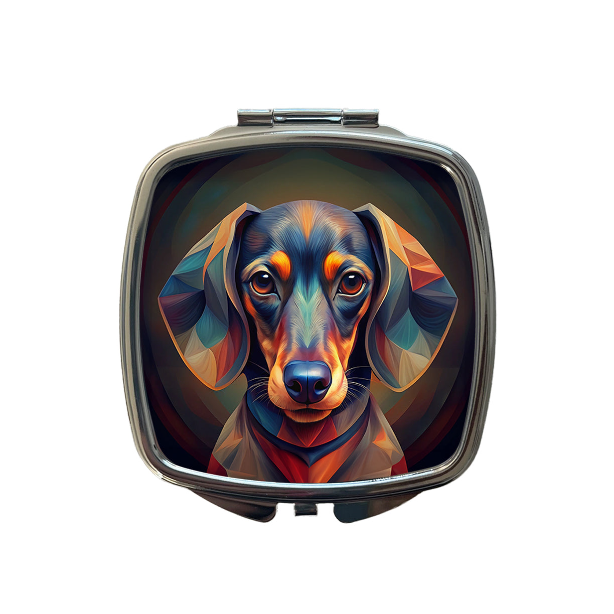 Dachshund Dog Abstract Stylized Art Small Travel Purse Handbag Pocket Makeup Compact Mirror