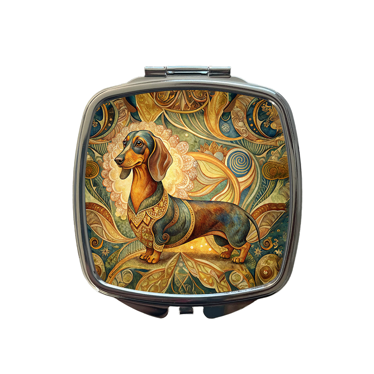 Dachshund Dog Art Nouveau Small Travel Purse Handbag Pocket Makeup Compact Mirror