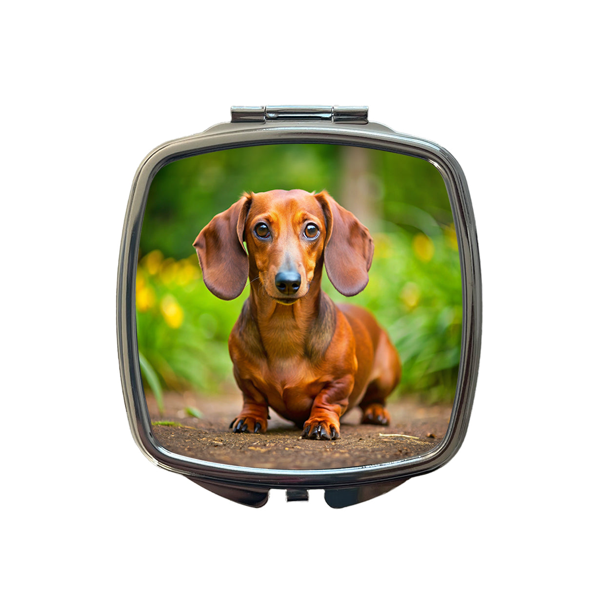 Dachshund Dog Photo Small Travel Purse Handbag Pocket Makeup Compact Mirror
