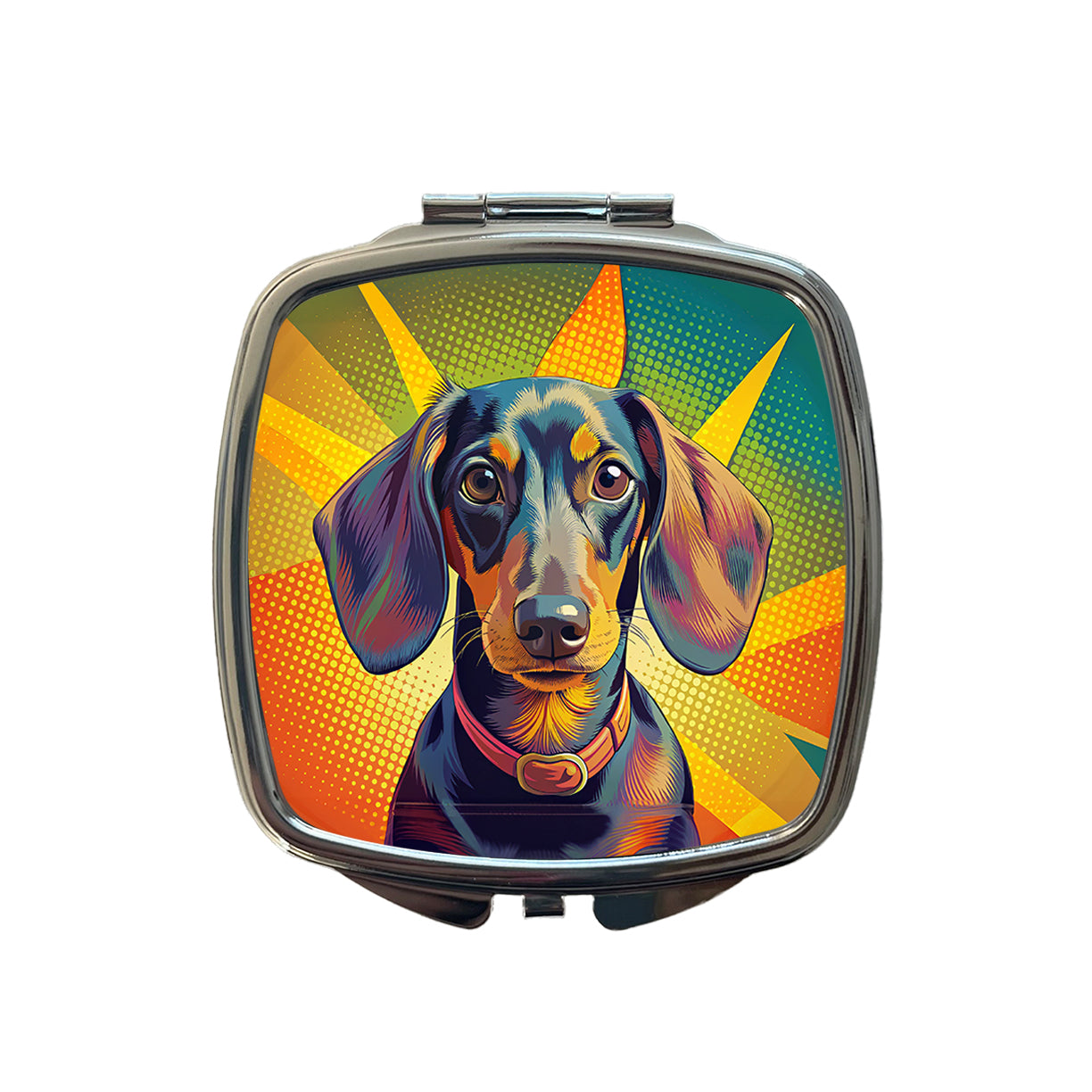 Dachshund Dog Pop Art Small Travel Purse Handbag Pocket Makeup Compact Mirror
