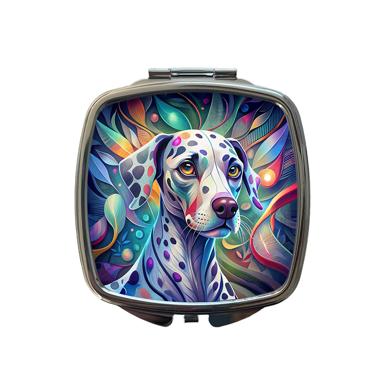 Dalmatian Dog Abstract Stylized Art Small Travel Purse Handbag Pocket Makeup Compact Mirror