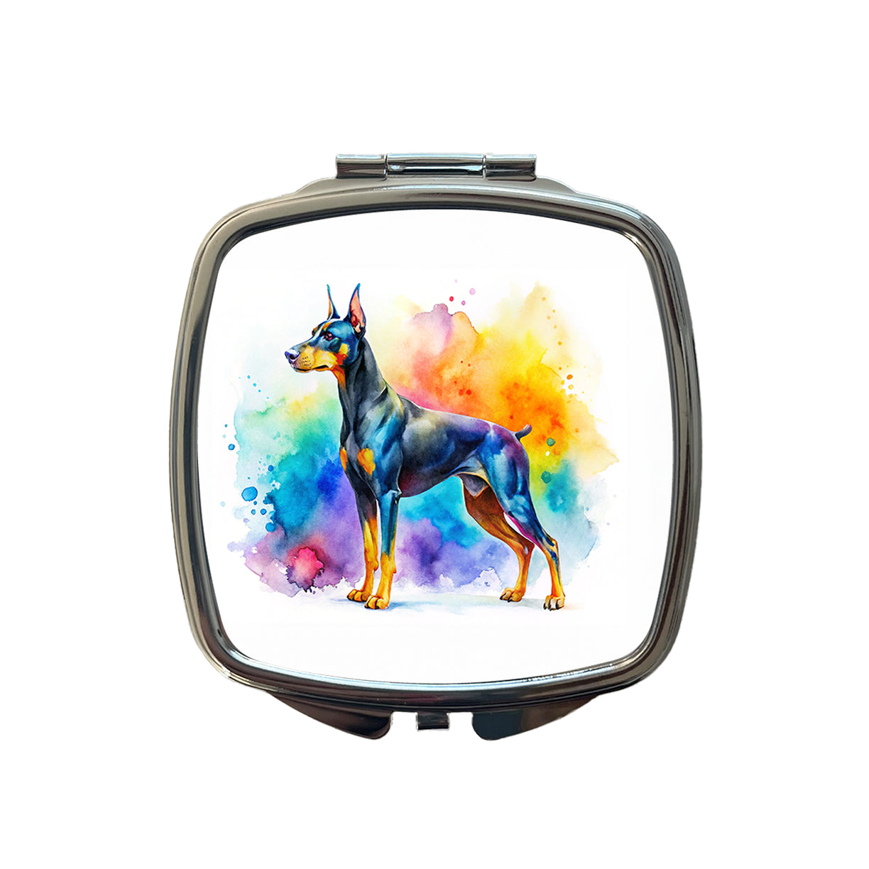 Doberman Pinscher Dog Watercolor Style Small Travel Purse Handbag Pocket Makeup Compact Mirror