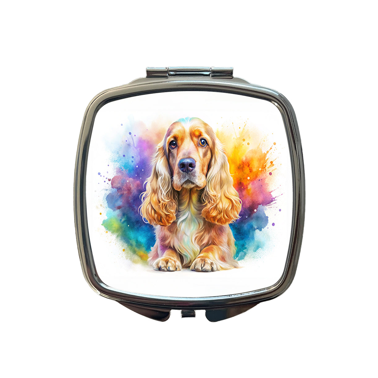 English Cocker Spaniel Dog Watercolor Style Small Travel Purse Handbag Pocket Makeup Compact Mirror