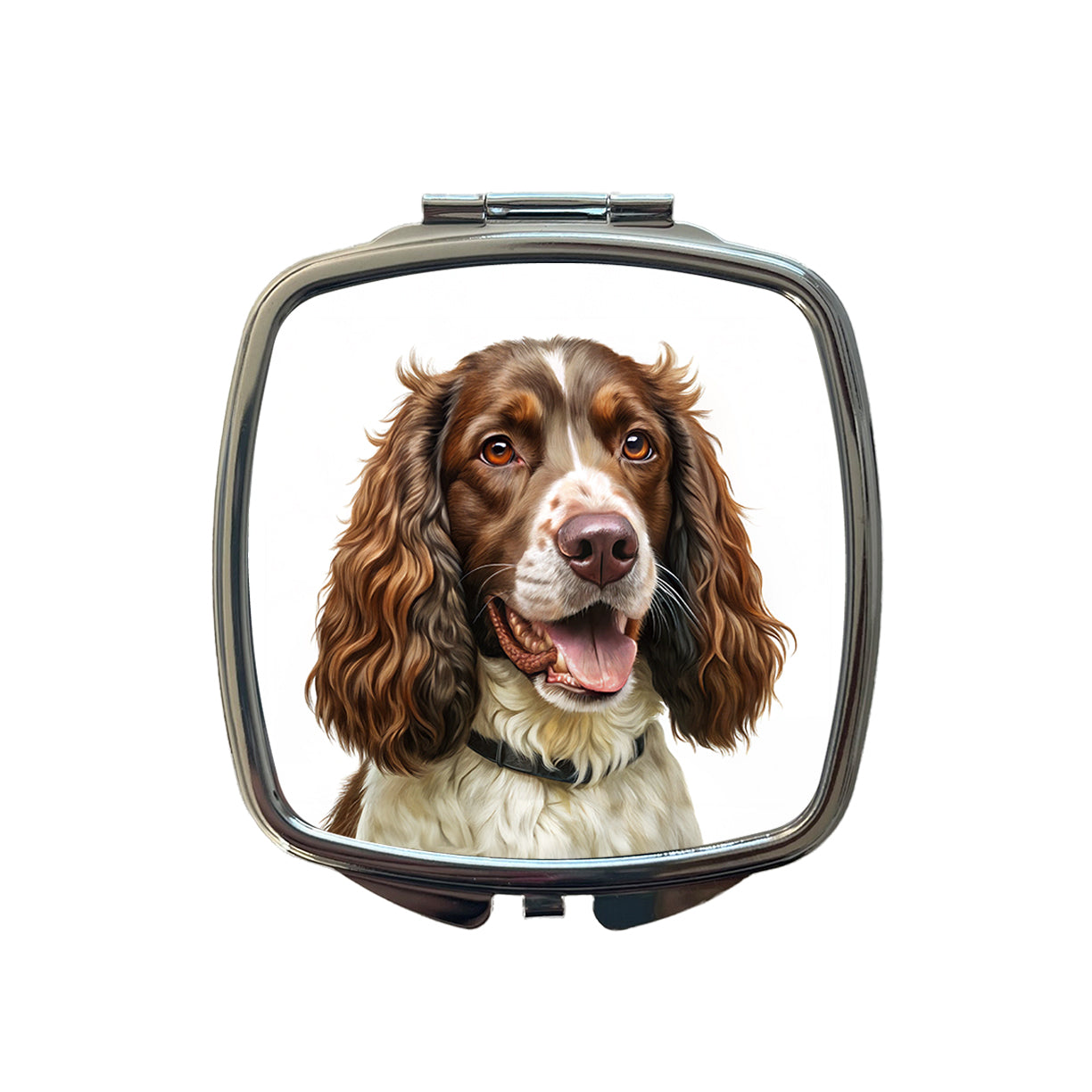 English Springer Spaniel Dog Illustration Small Travel Purse Handbag Pocket Makeup Compact Mirror