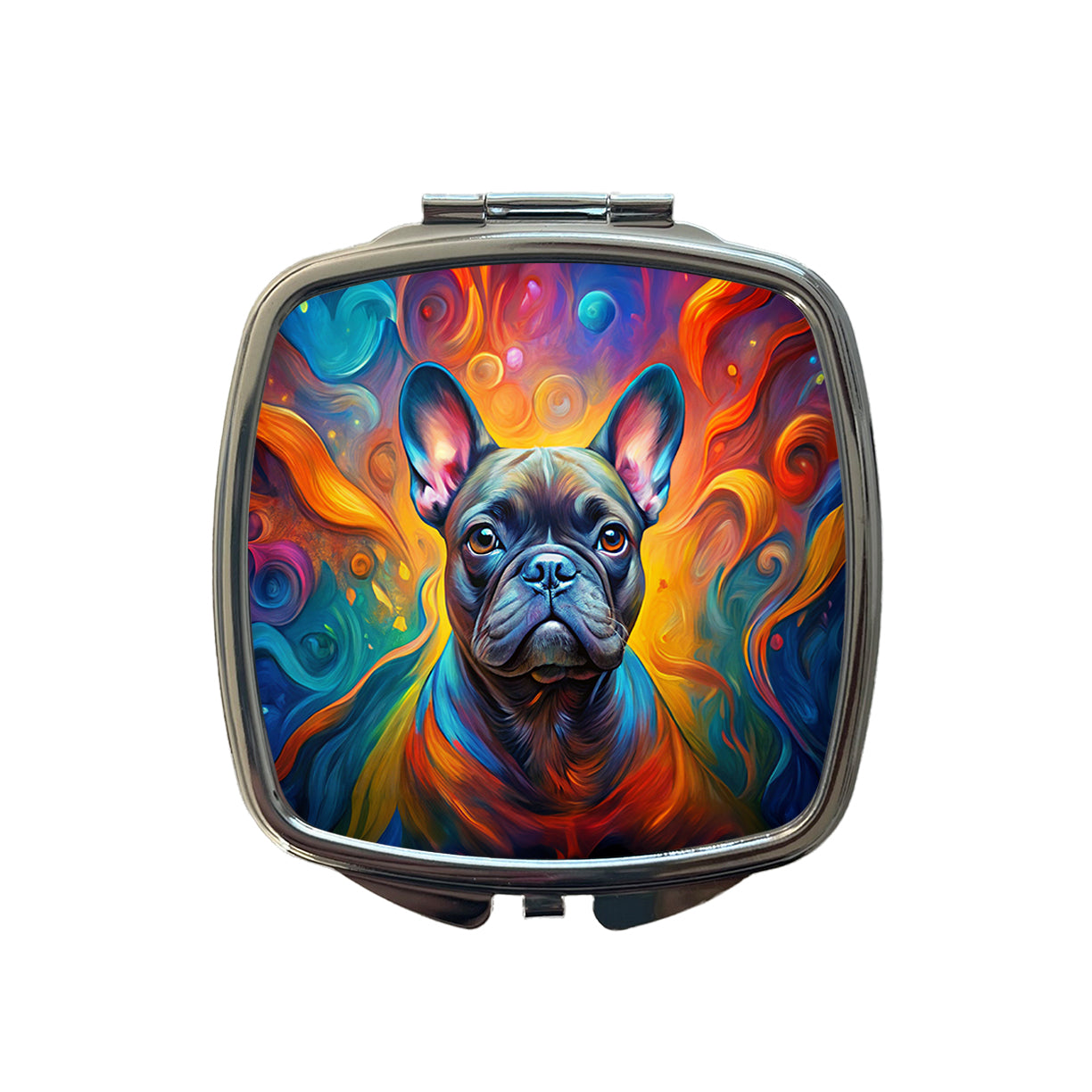 French Bulldog Frenchie Dog Abstract Art Small Travel Purse Handbag Pocket Makeup Compact Mirror