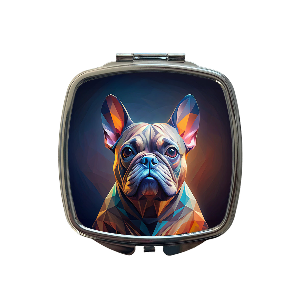French Bulldog Frenchie Dog Abstract Stylized Art Small Travel Purse Handbag Pocket Makeup Compact Mirror