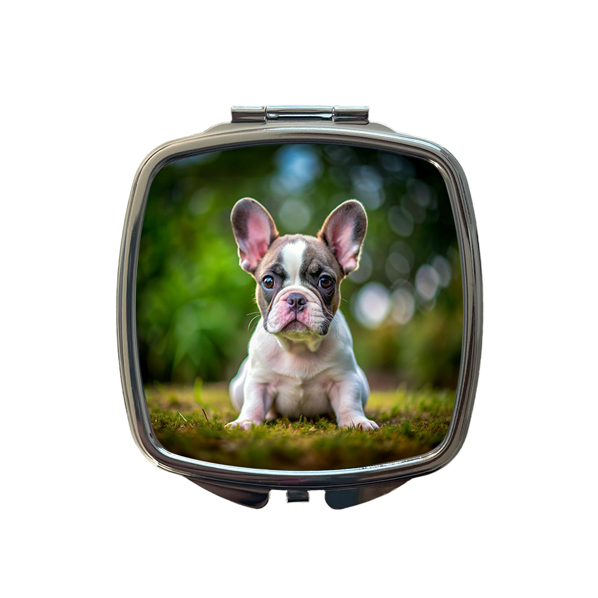 French Bulldog Frenchie Dog Puppy Photo Small Travel Purse Handbag Pocket Makeup Compact Mirror