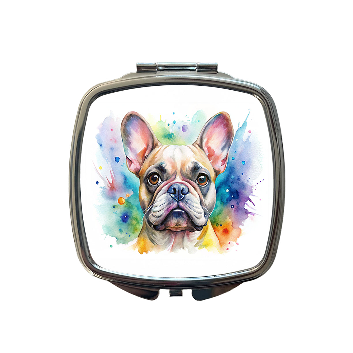 French Bulldog Frenchie Dog Watercolor Style Small Travel Purse Handbag Pocket Makeup Compact Mirror